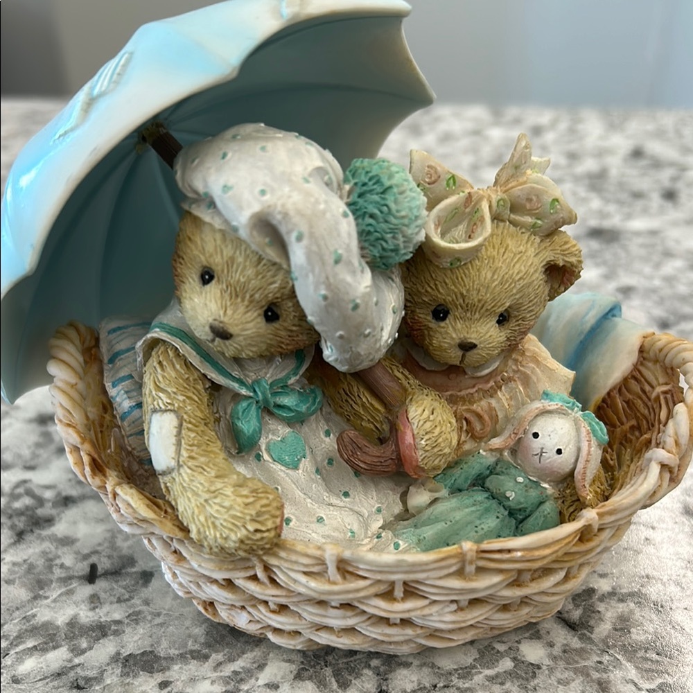 Cherished Teddies Blue and Tan Decor Accents